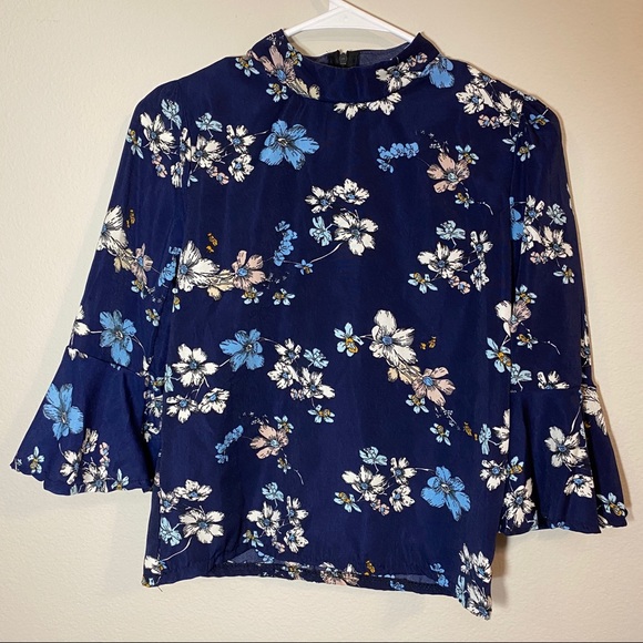 Tops - navy floral top